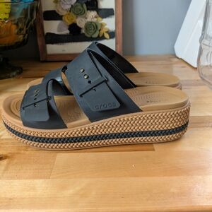CROCS Black and Tan Modern Platform Sandals